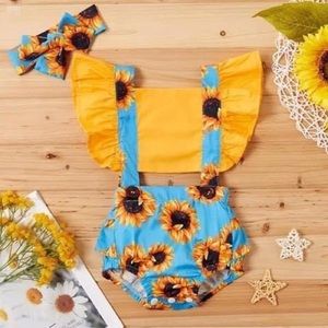 Baby/Toddler blue sunflower print romper